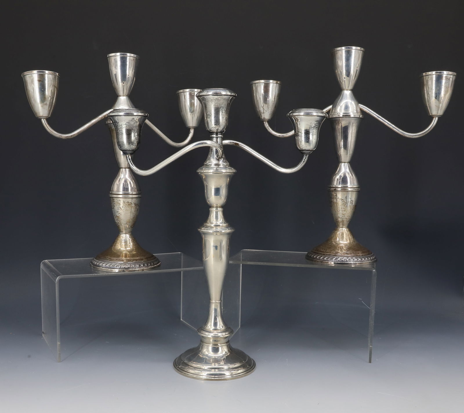 (3) STERLING SILVER WEIGHTED CANDELABRA (1 of 4)