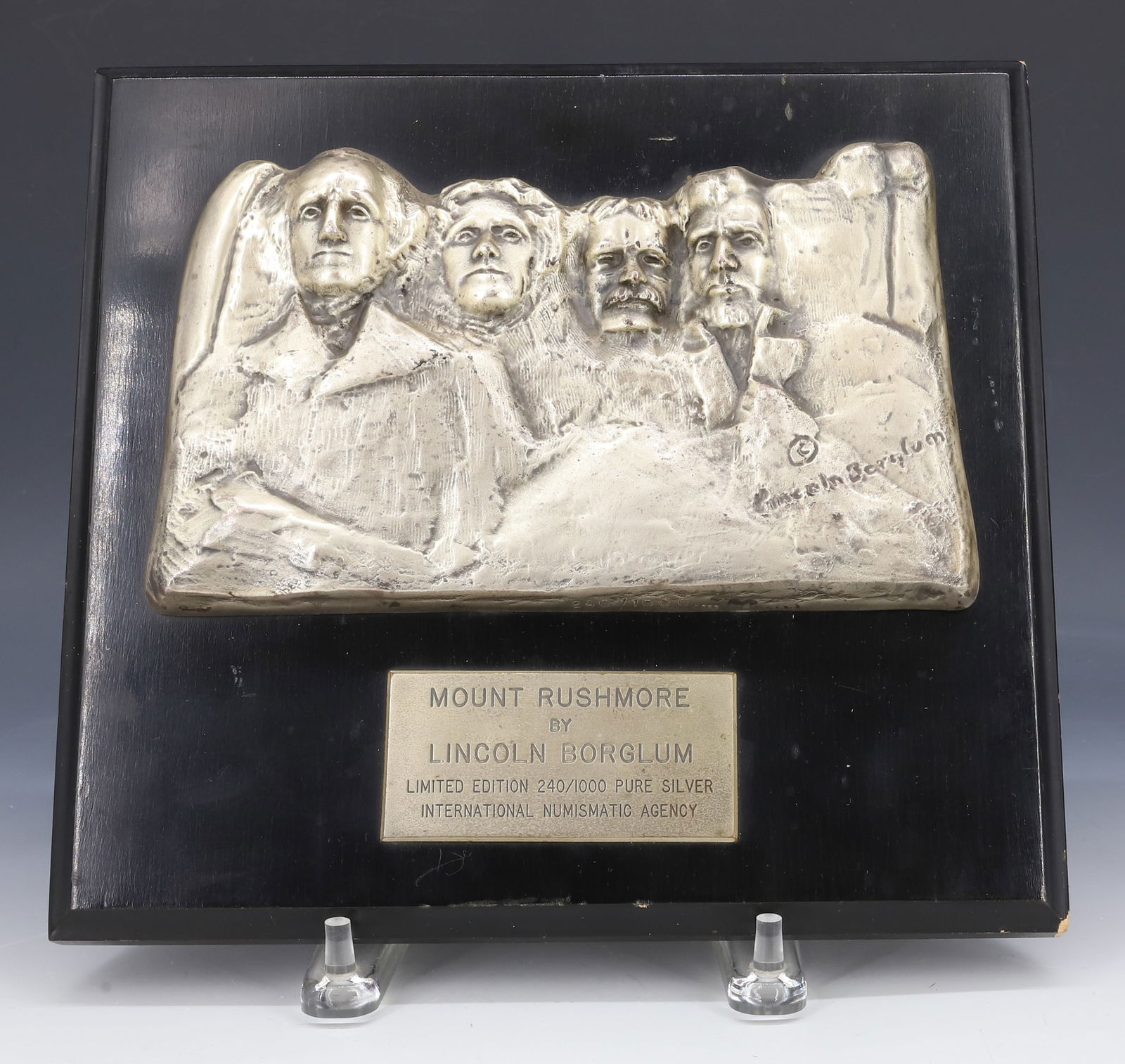 MOUNT RUSHMORE 999 SILVER PLAQUE BY LINCOLN BORGLUM (1 of 7)