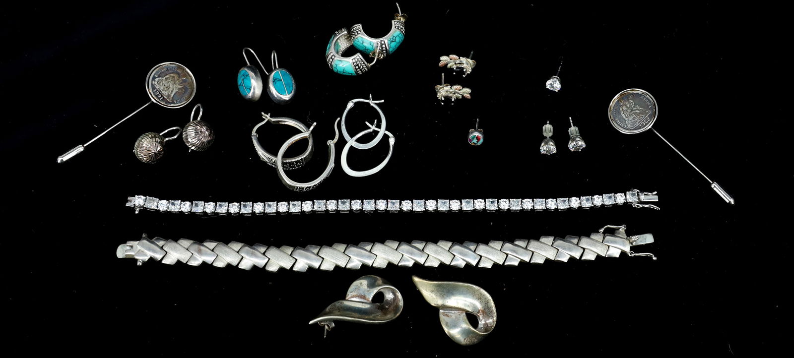 STERLING SILVER JEWELRY WITH 1891 DIMES (1 of 6)