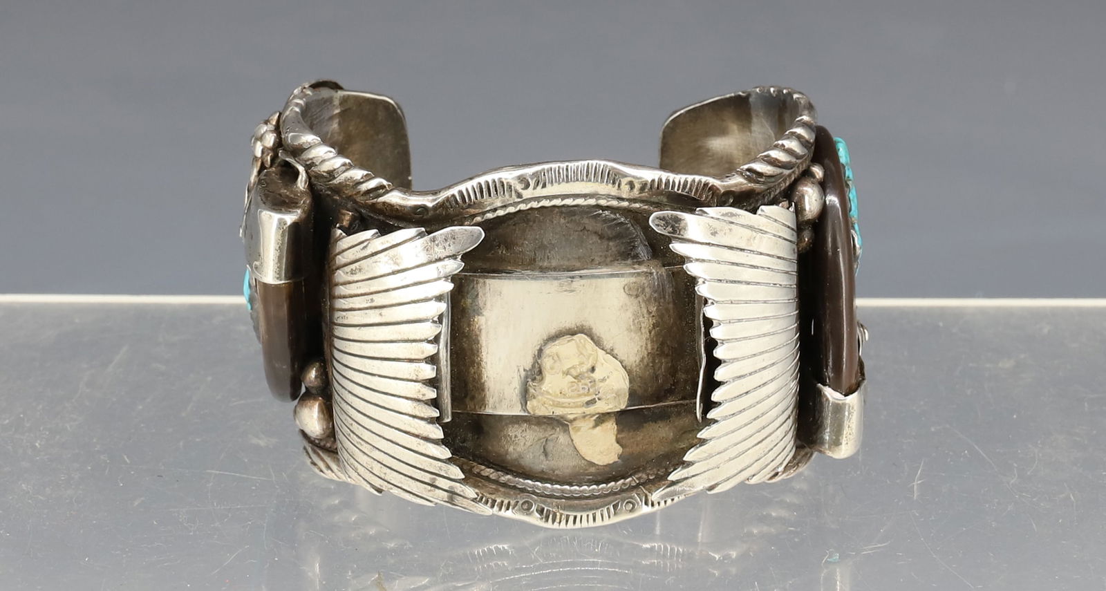 STERLING SILVER NATIVE AMERICAN WATCH CUFF (1 of 6)