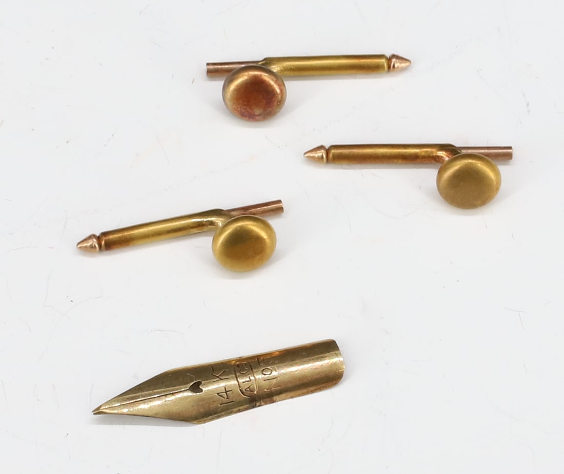 VICTORIAN 14K PEN NIB AND SHIRT STUDS (1 of 1)