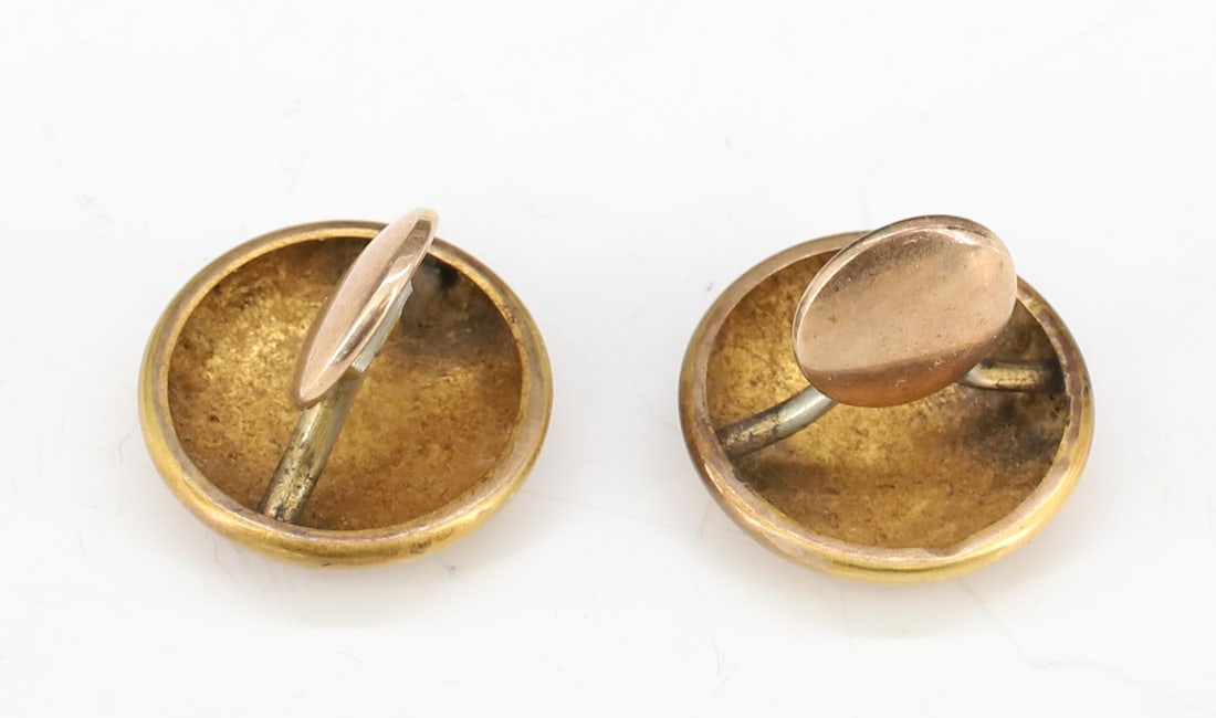 PAIR VICTORIAN 10K CUFF STUDS - 2