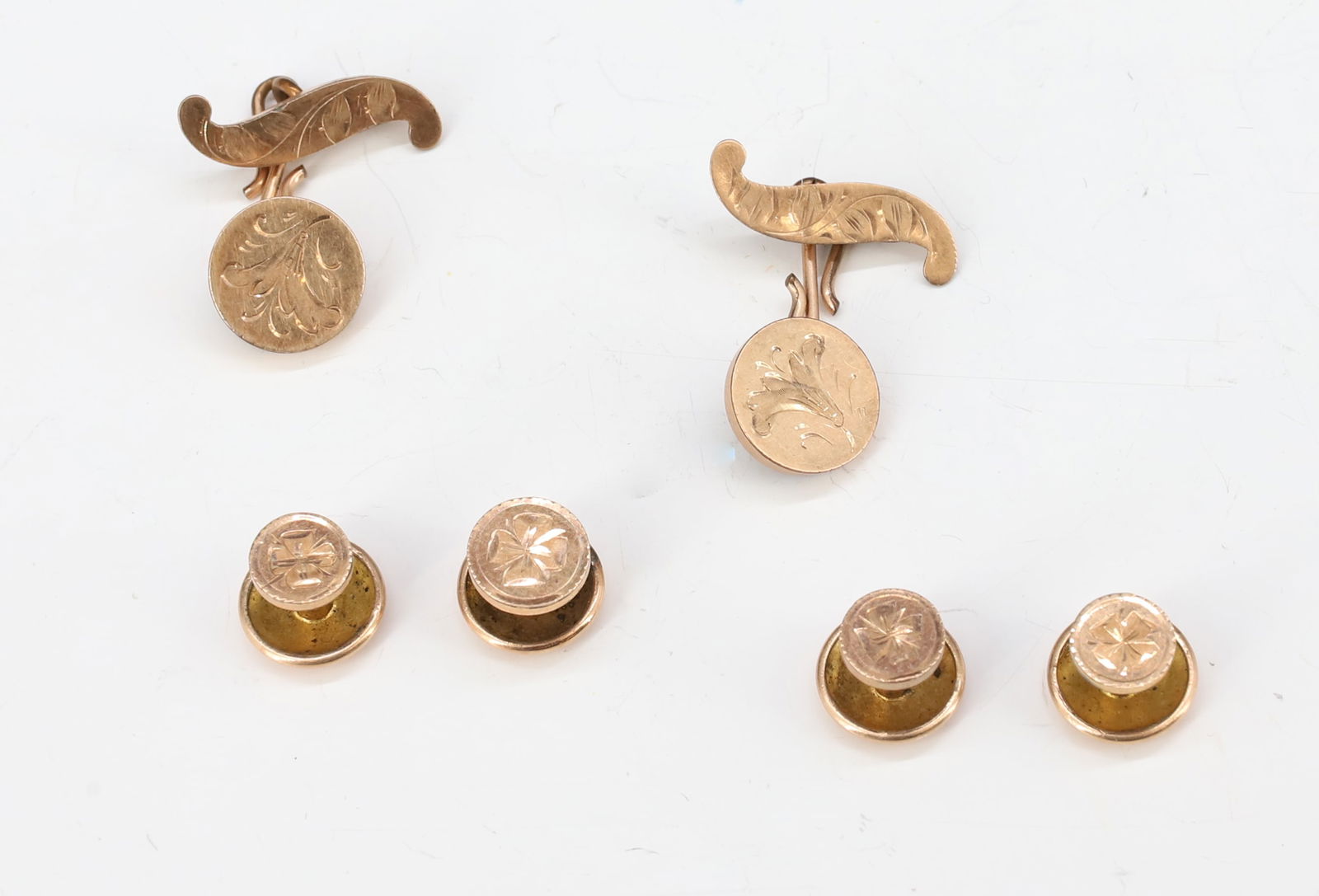 VICTORIAN ROSE GOLD CUFFLINKS/STUDS (1 of 2)