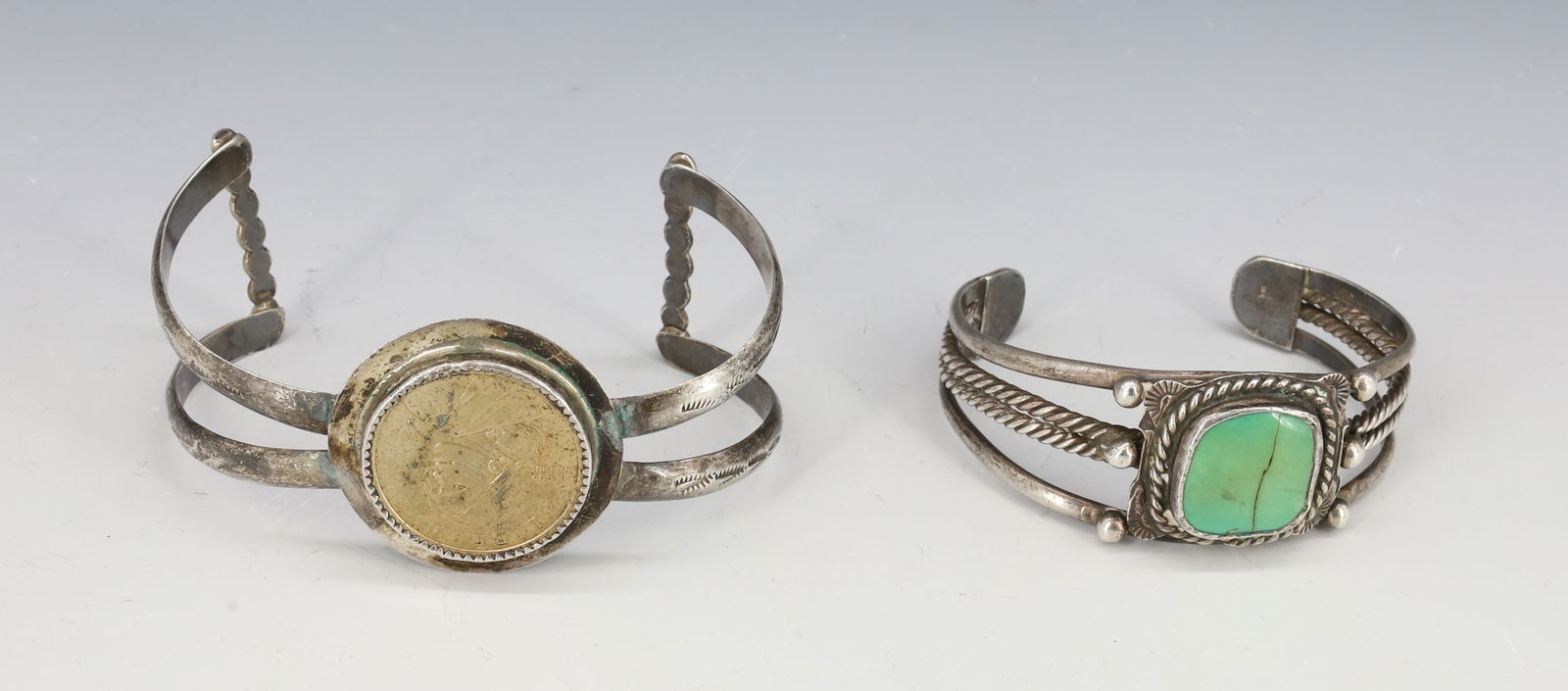 (2) NATIVE AMERICAN SILVER CUFFS (1 of 4)