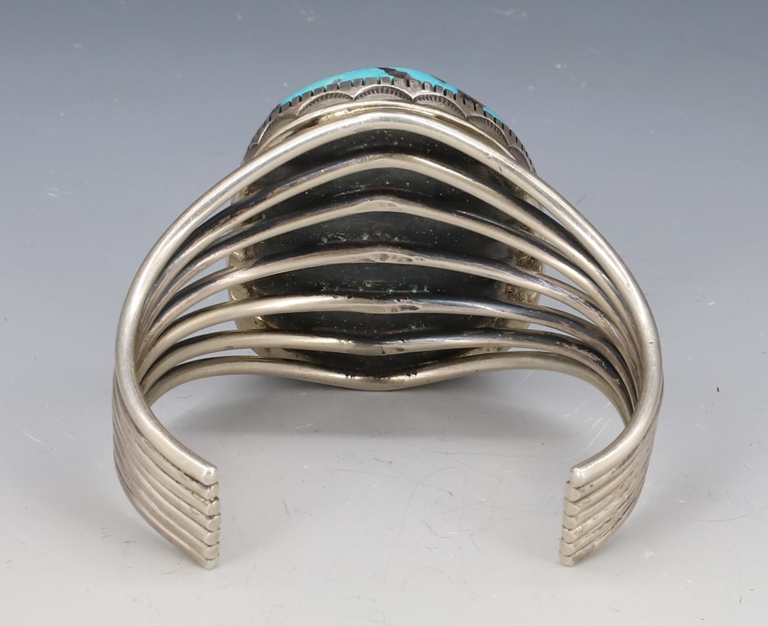 STERLING SILVER NATIVE AMERICAN TURQUOISE CUFF - 3