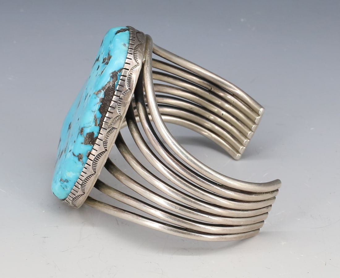 STERLING SILVER NATIVE AMERICAN TURQUOISE CUFF - 4