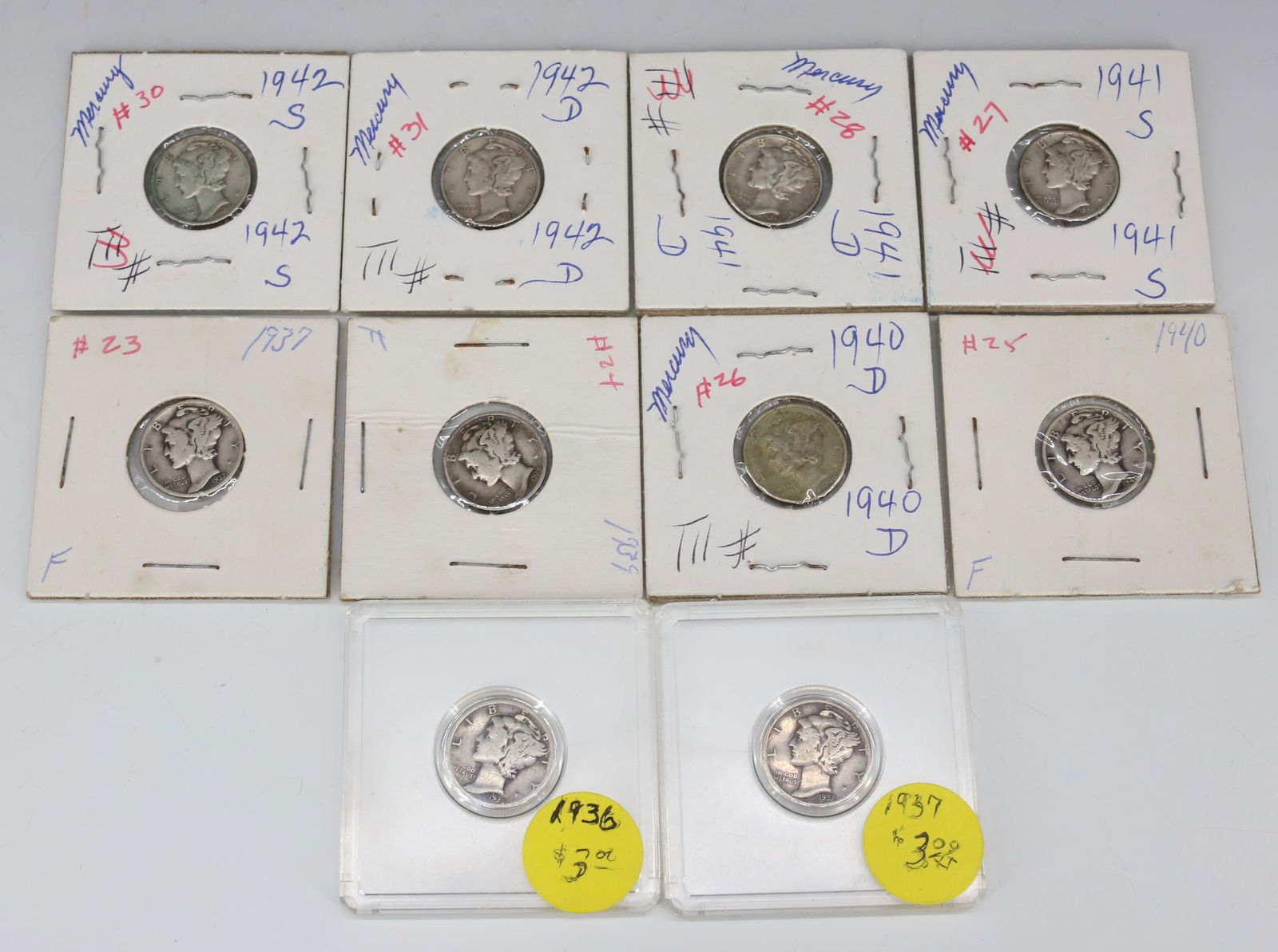(28) VARIOUS SILVER DIMES - 5