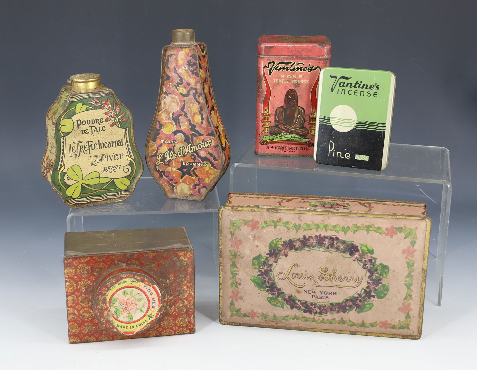 LOT OF TALC / INCENSE TINS (1 of 3)