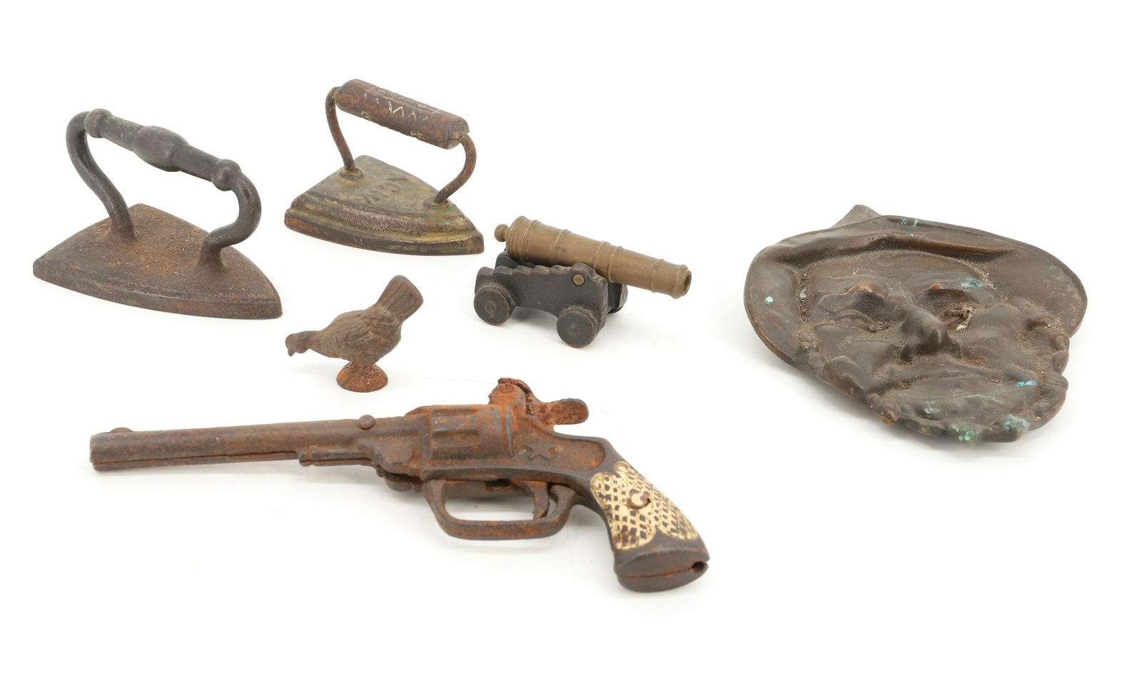 LOT OF BRONZE AND CAST IRON SMALLS, TOYS (1 of 4)