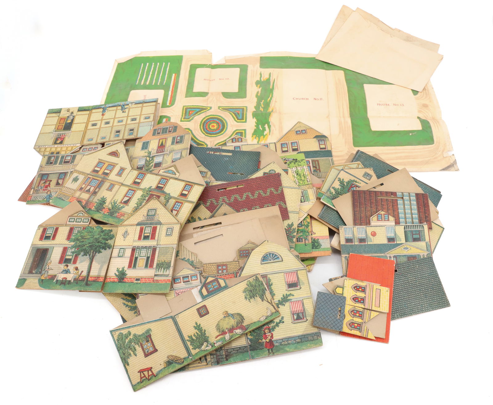 LOT OF PAPER LITHO TOY BUILDINGS (1 of 5)