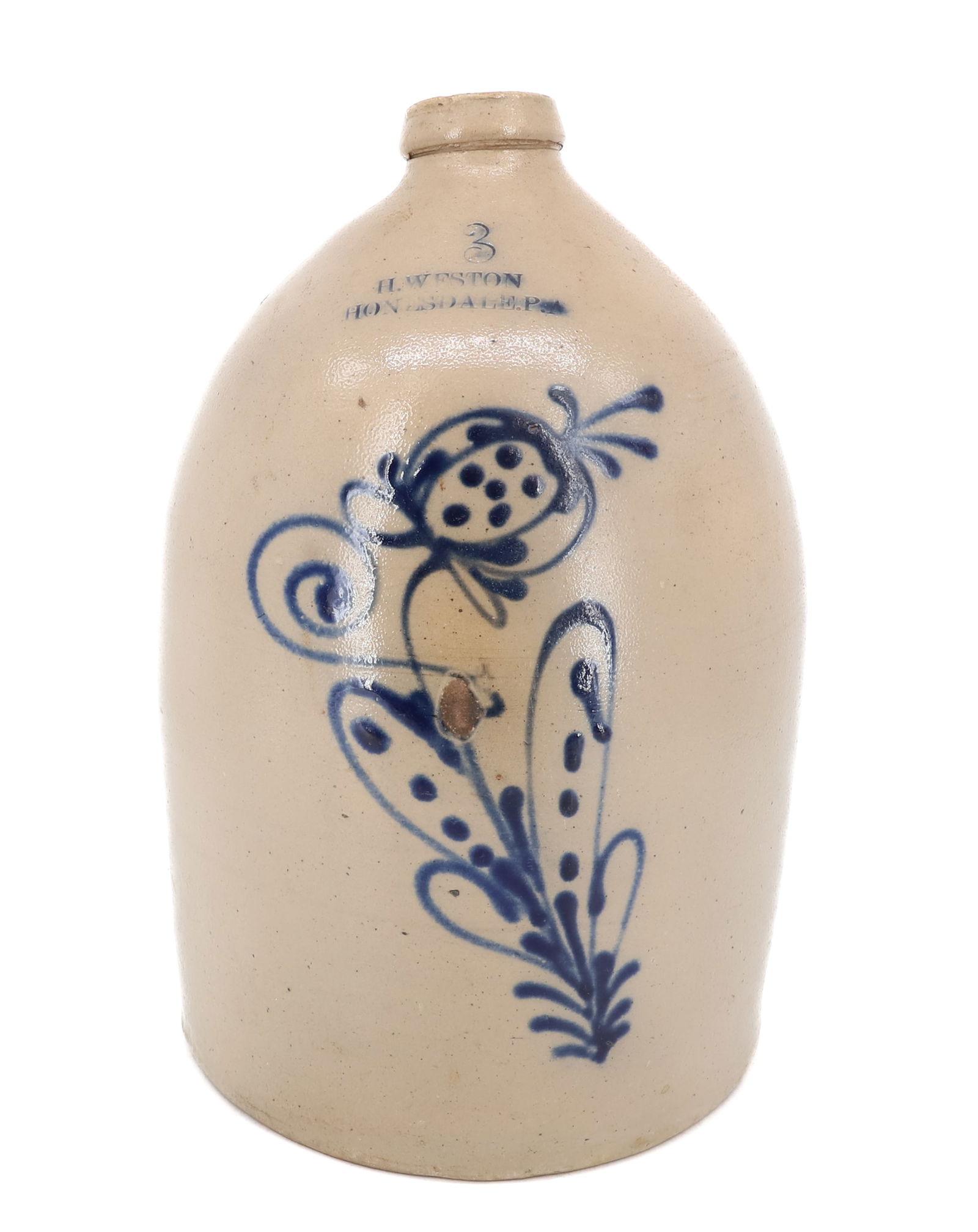 H. WESTON, HONESDALE, PA BLUE DECORATED JUG (1 of 6)