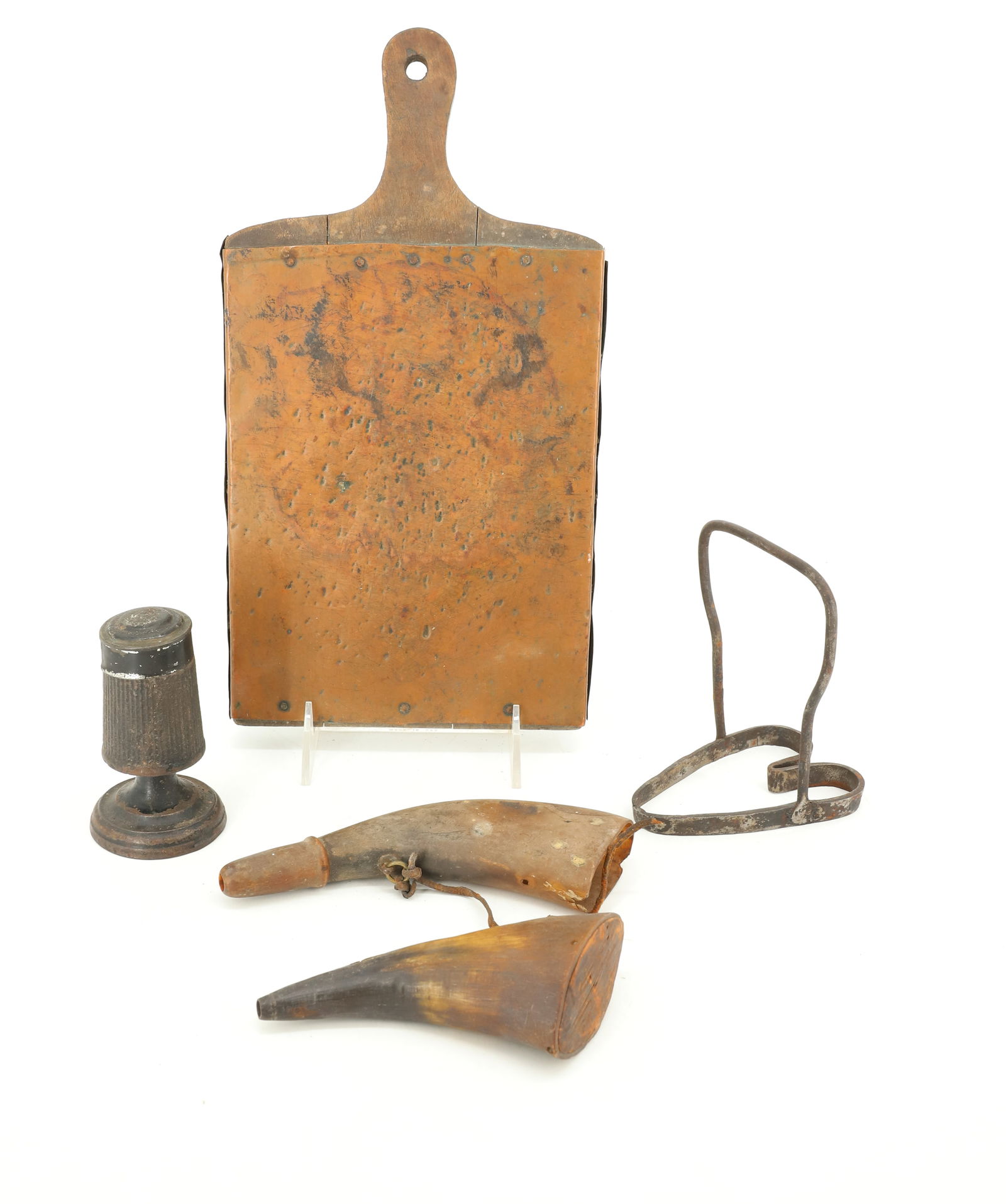 CUTTING BOARD, MATCH HOLDER, POWDER HORNS (1 of 3)