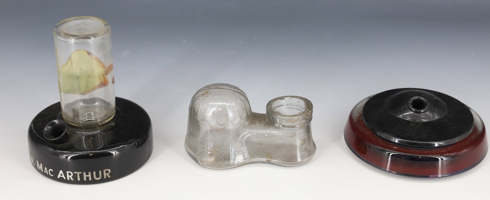 (3) GLASS INKWELLS (1 of 6)
