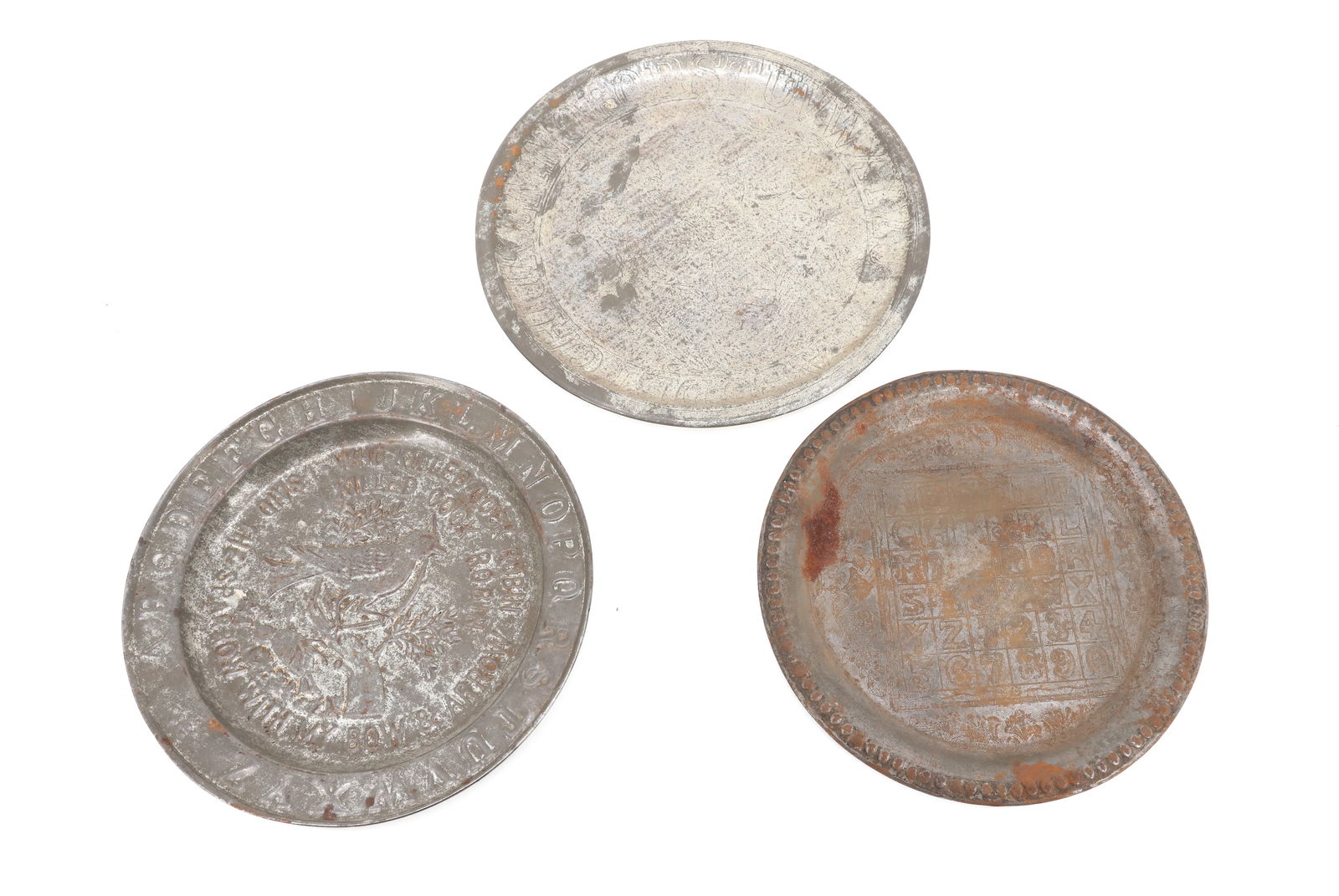 (3) TIN ABC PLATES (1 of 5)