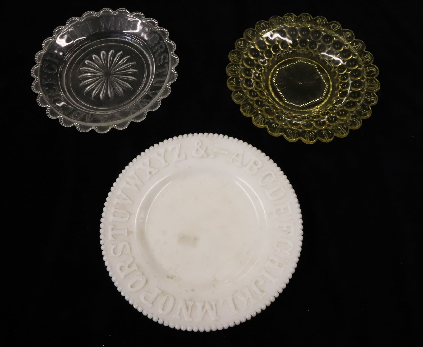 (3) PRESSED GLASS ABC PLATES (1 of 5)