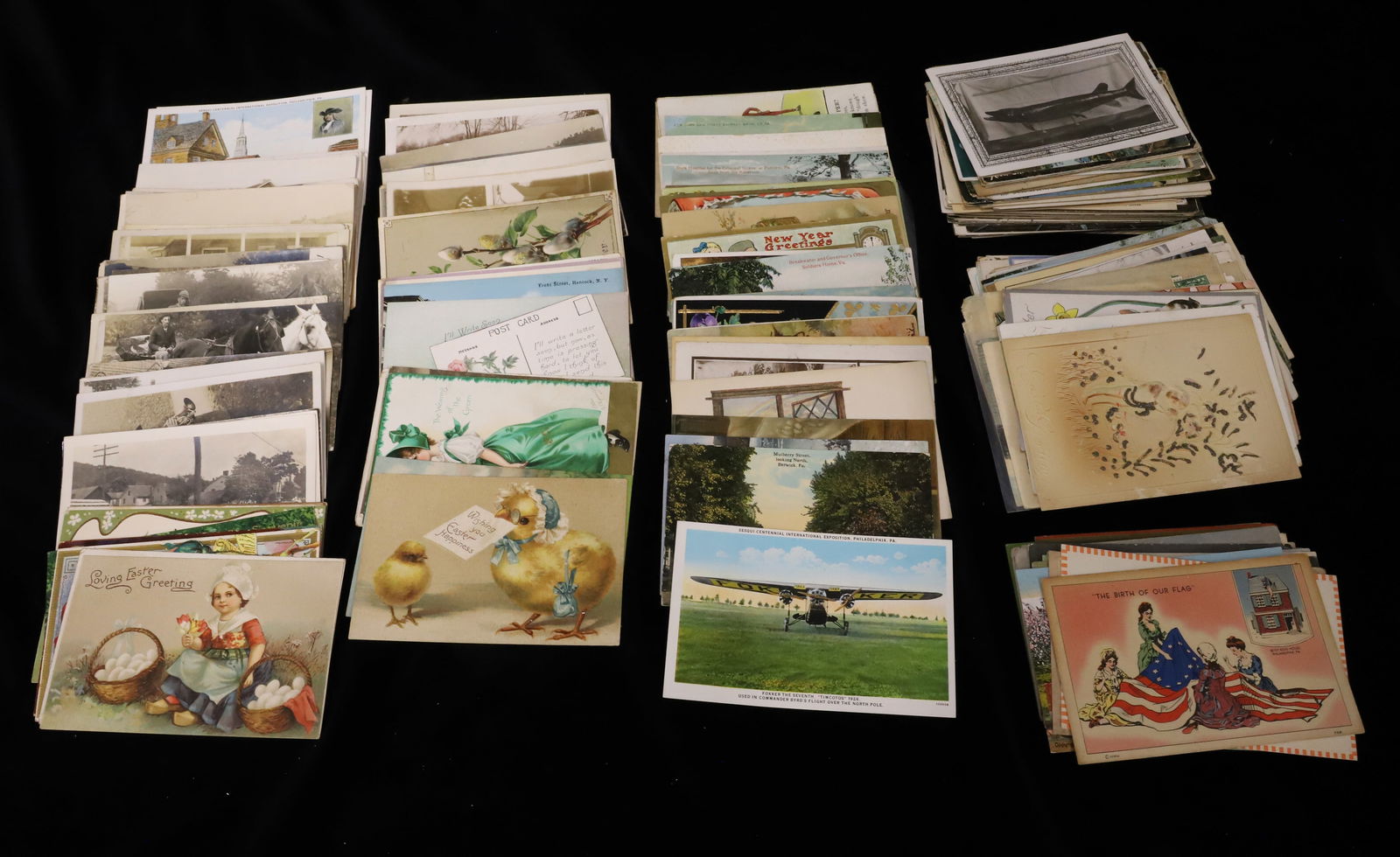 (325+) ANTIQUE POSTCARDS: INCLUDING: HOLIDAY, RPPC, CARTOON, NY/PA RELATED, RAILROAD AND MORE. PLEASE READ CAREFULLY - SINCE THIS IS A COIN SALE PLEASE NOTE. ITEMS MUST BE PAID FOR THROUGH LIVE AUCTIONEERS OR WITH CASH OR CHEC