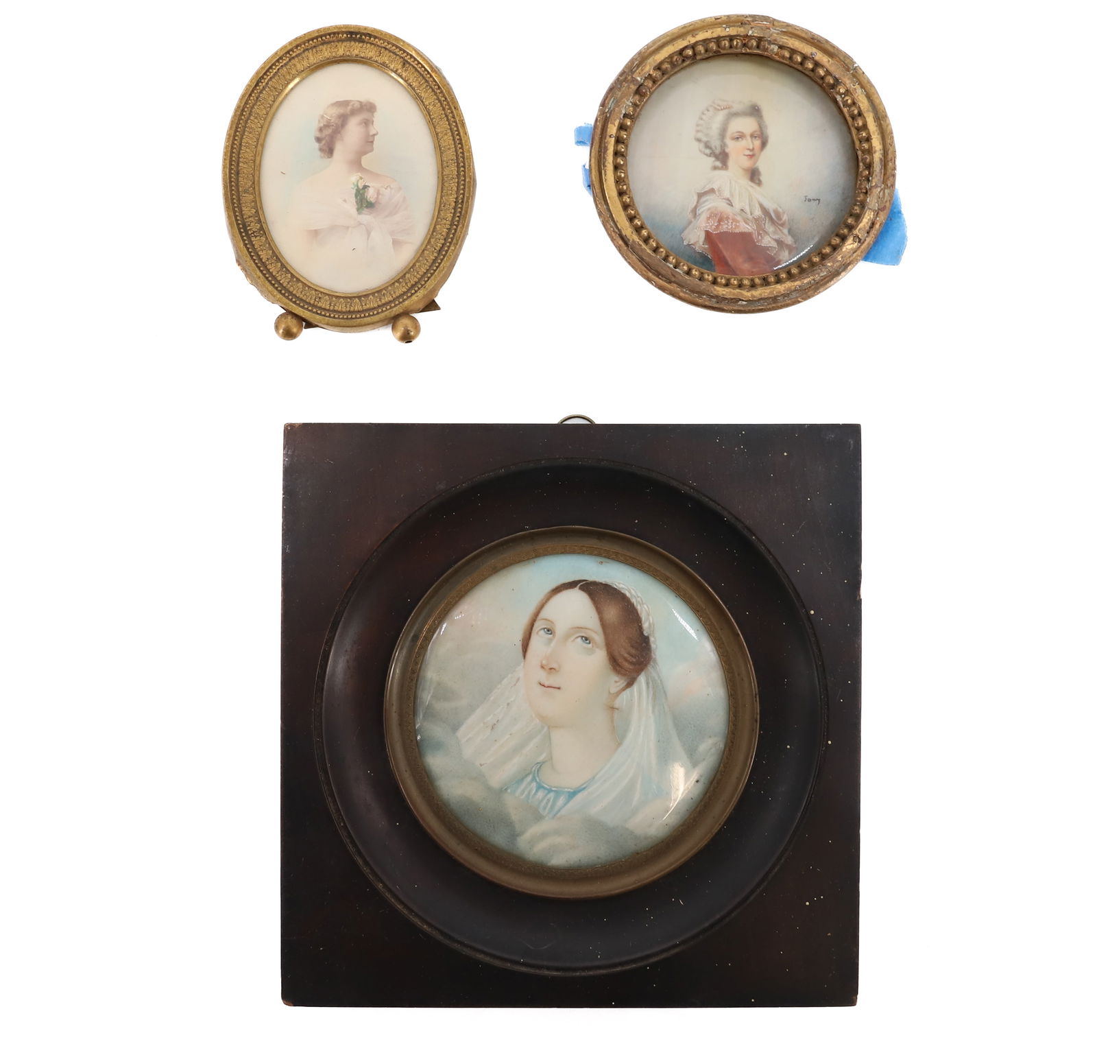 LOT OF ANTIQUE MINIATURE PORTRAITS (1 of 5)