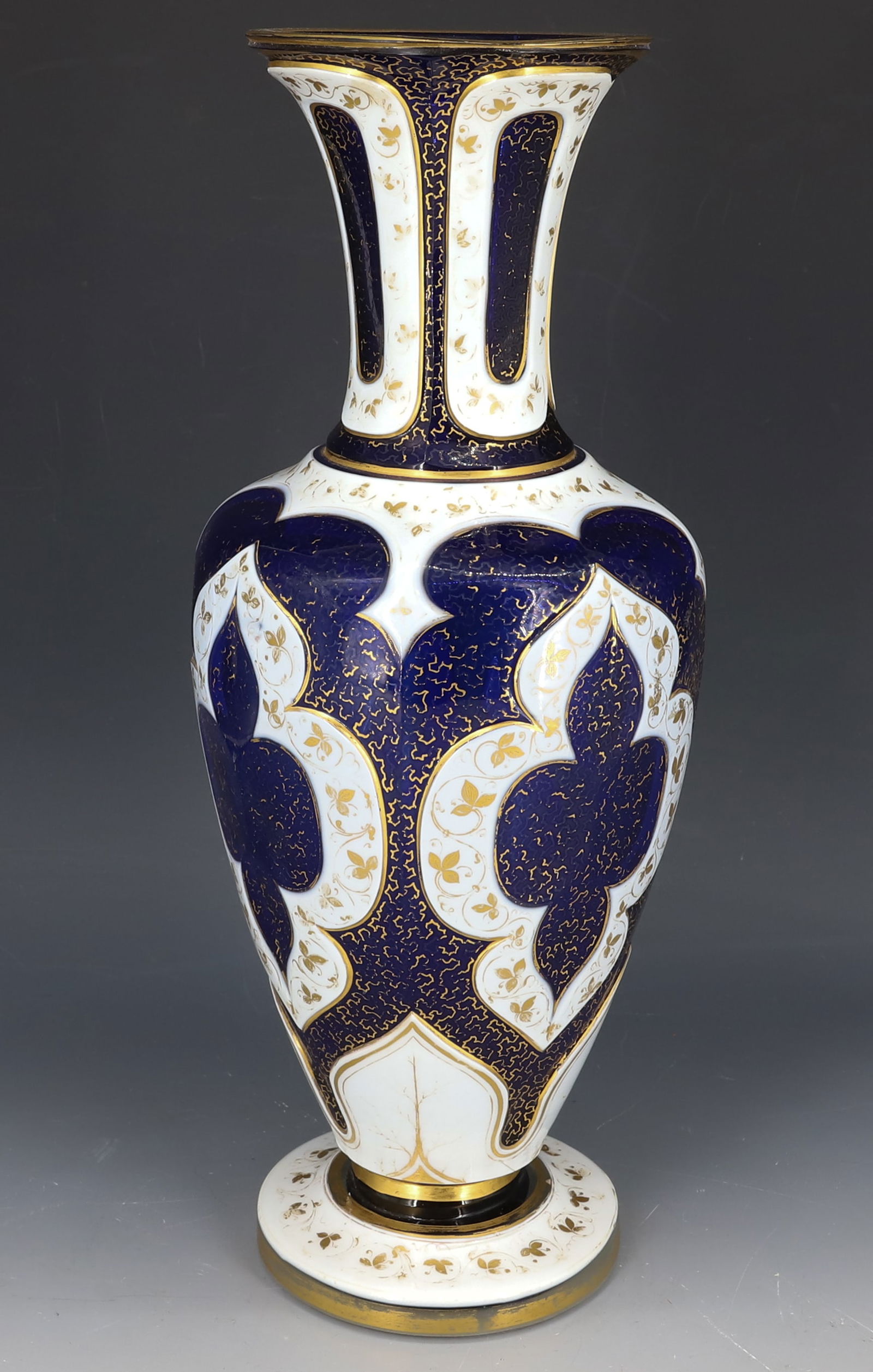 BOHEMIAN MOSER-STYLE OVERLAY GLASS VASE (1 of 7)