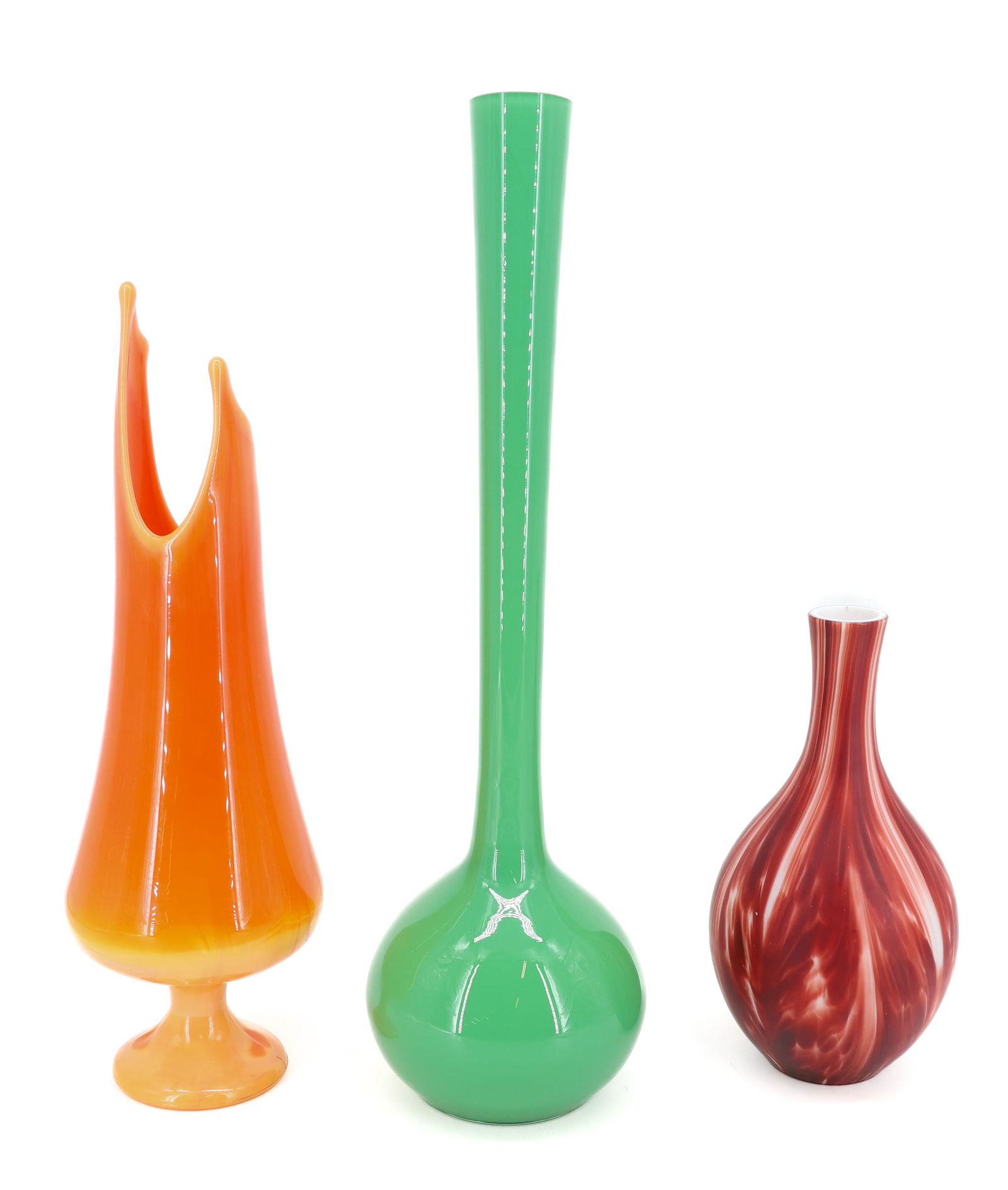 LOT OF VINTAGE VASES, SWUNG GLASS (1 of 5)