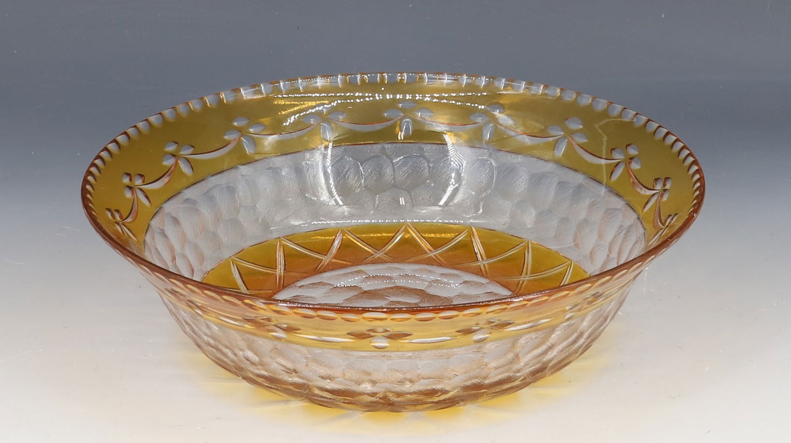 AMBER CUT-TO-CLEAR BOWL, WEBB (1 of 5)