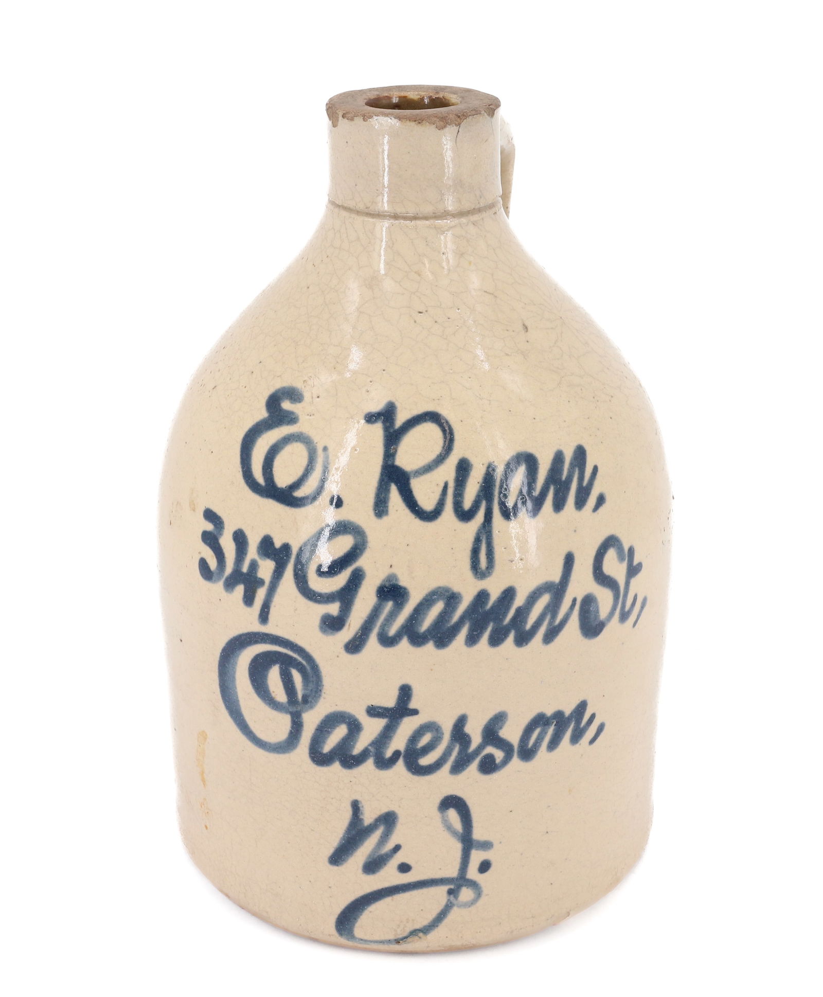 PATERSON, NJ BLUE SCRIPT JUG (1 of 6)