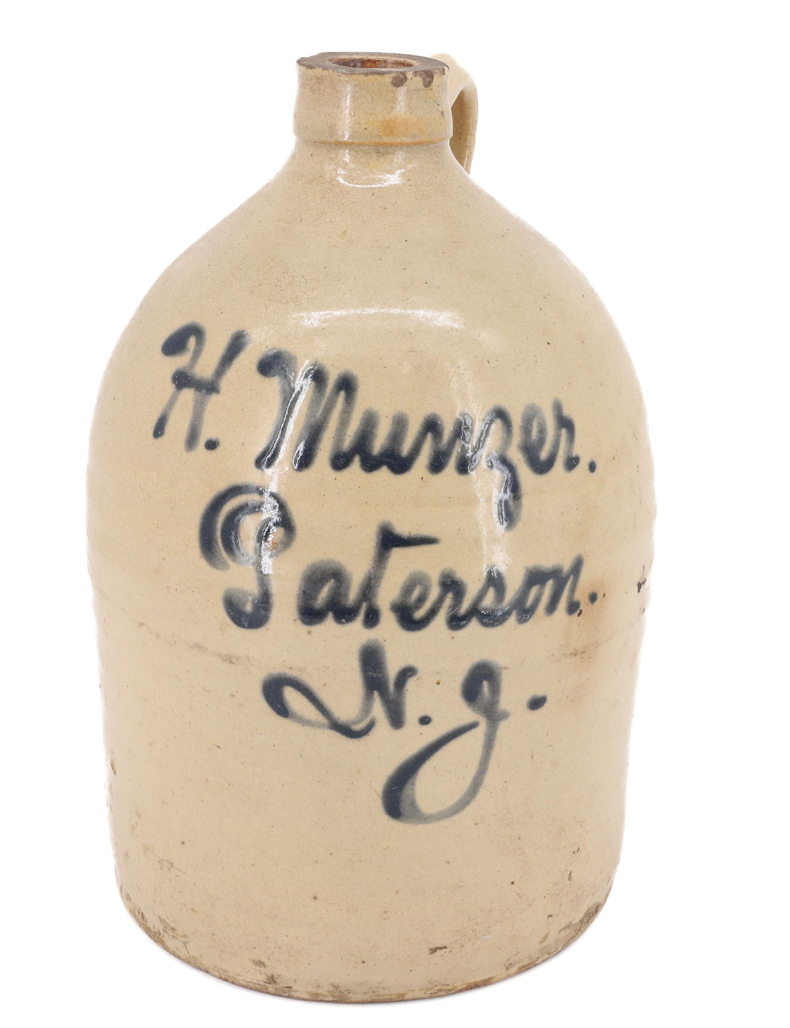 PATERSON, NJ BLUE SCRIPT JUG (1 of 6)