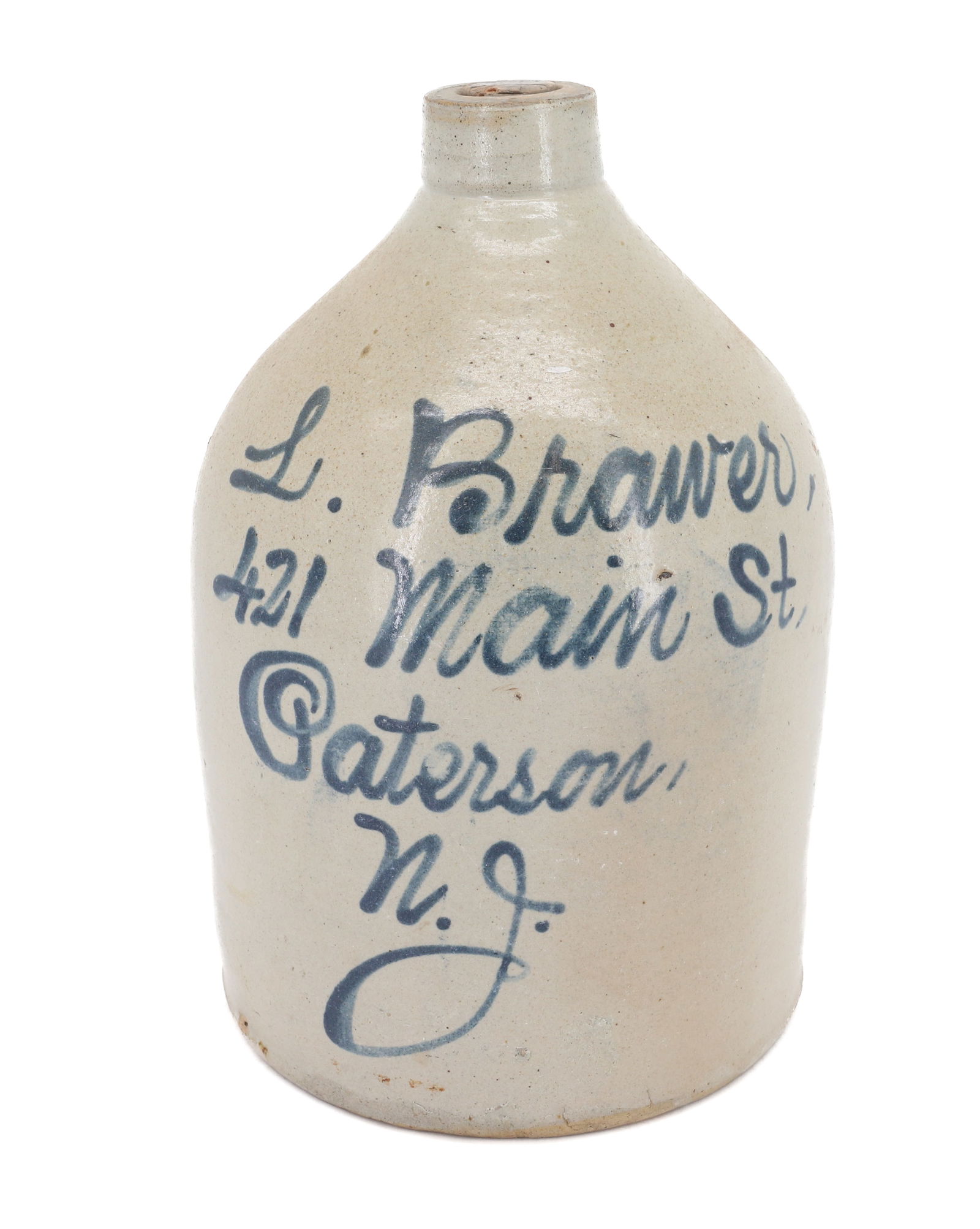 PATERSON, NJ BLUE SCRIPT JUG (1 of 6)