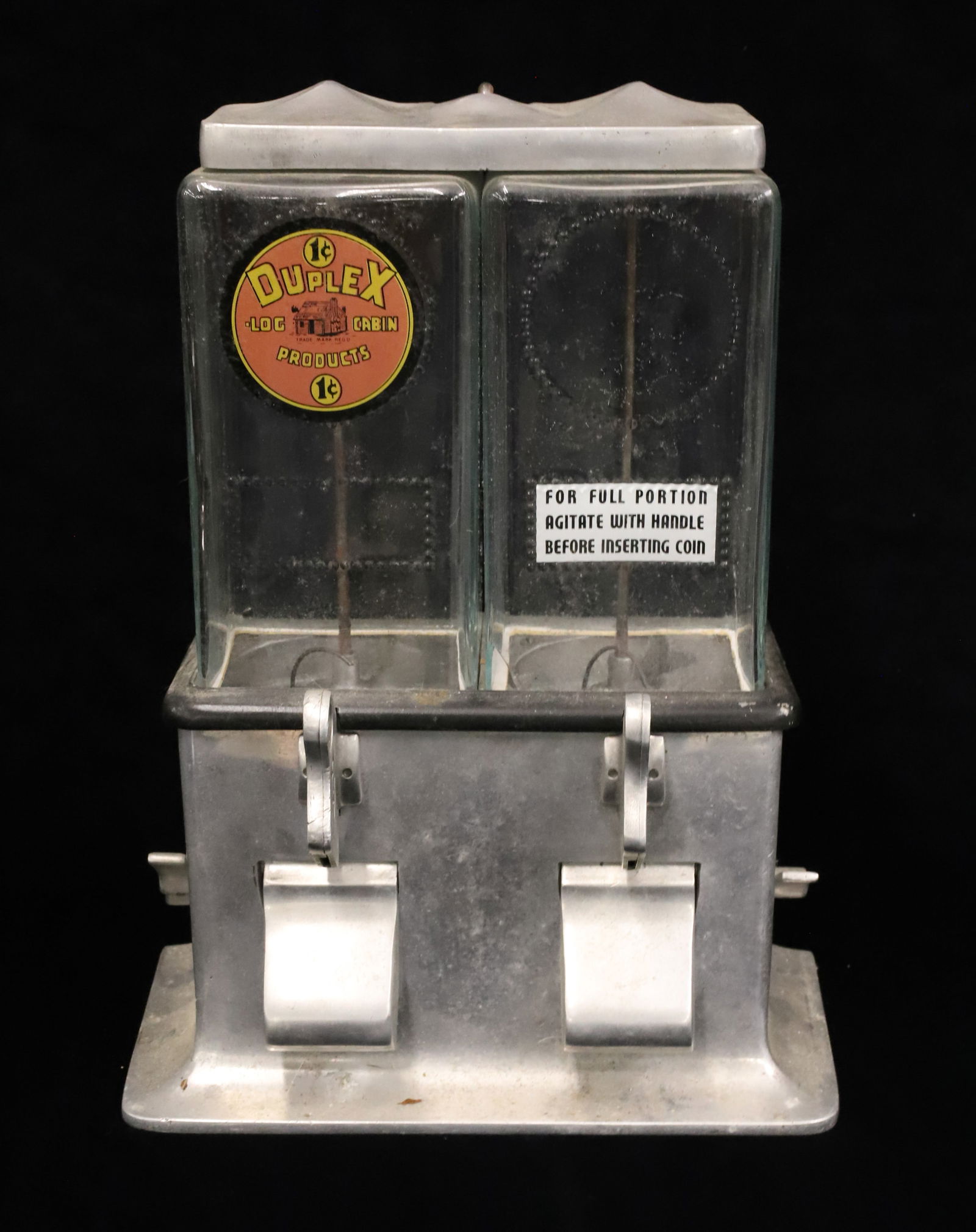 DUPLEX LOG CABIN 1 CENT PEANUT / CANDY DISPENSER (1 of 7)