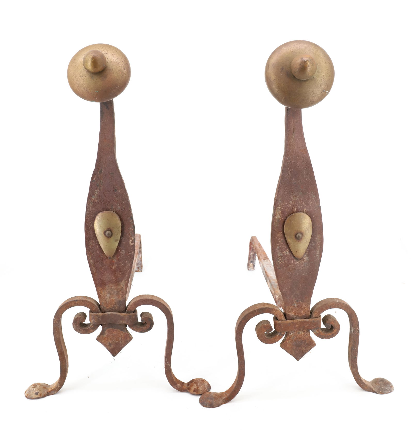 WROUGHT IRON / BRASS ANDIRONS (1 of 4)