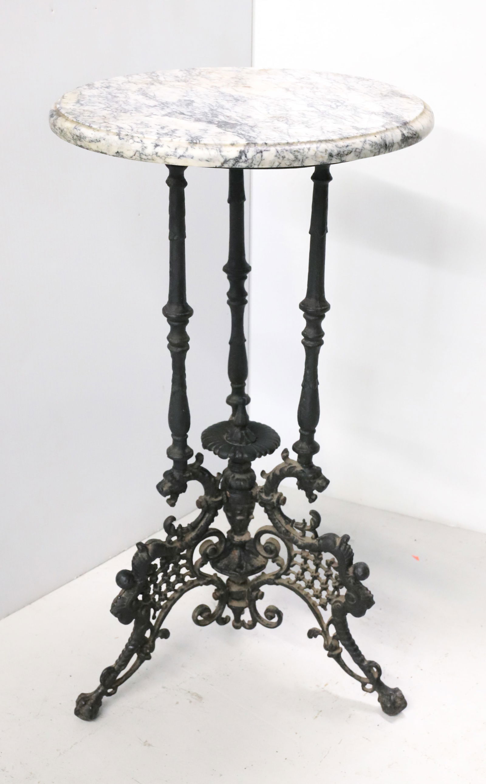 CAST IRON / MARBLE PLANT STAND, PEDESTAL (1 of 4)