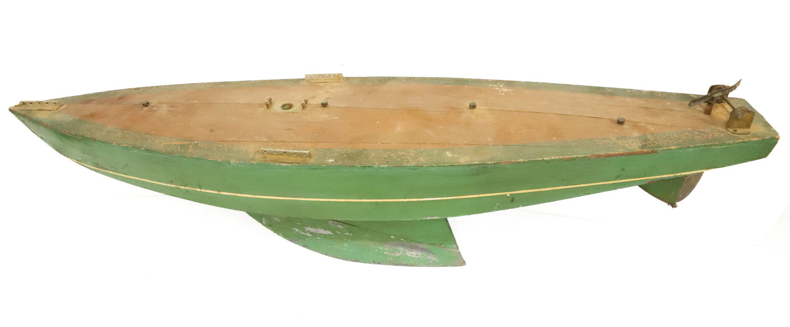 PAINTED WOODEN POND BOAT (1 of 3)