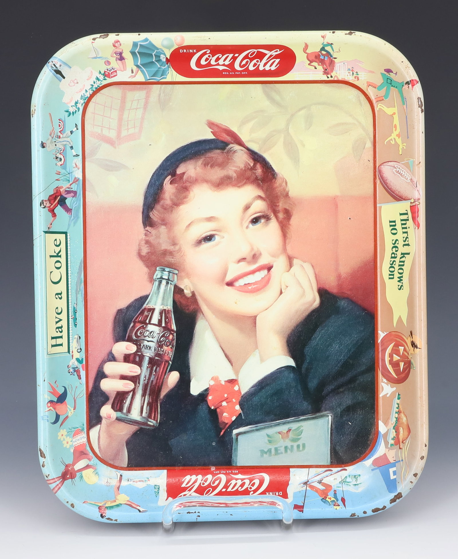 1953 "MENU GIRL" COCA-COLA TRAY (1 of 4)