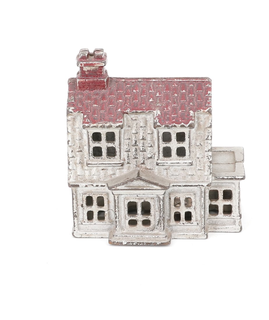PAINTED CAST IRON HOUSE STILL BANK (1 of 5)