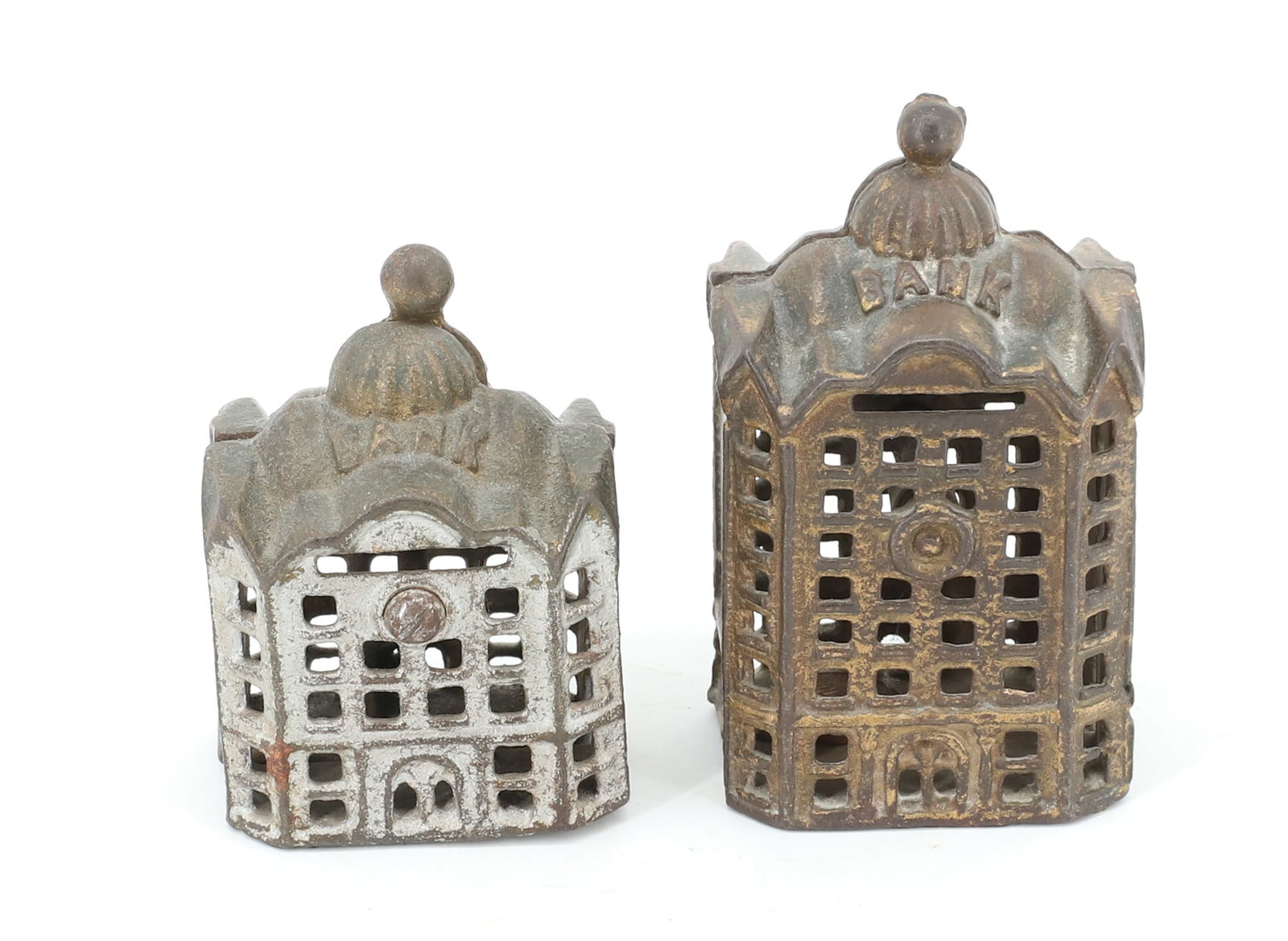 (2) PAINTED CAST IRON "DOMED" STILL BANKS (1 of 5)