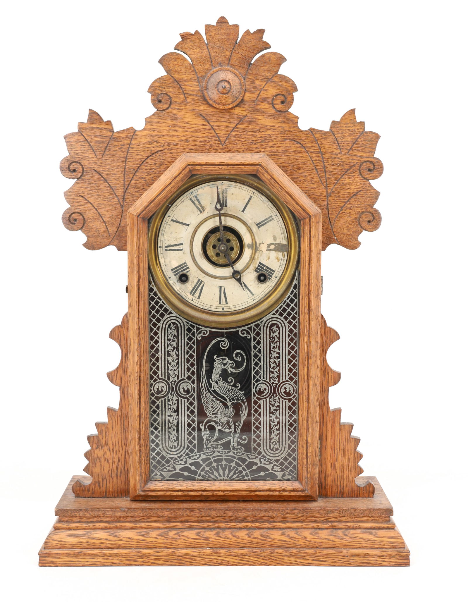 VICTORIAN OAK GINGERBREAD CLOCK (1 of 8)