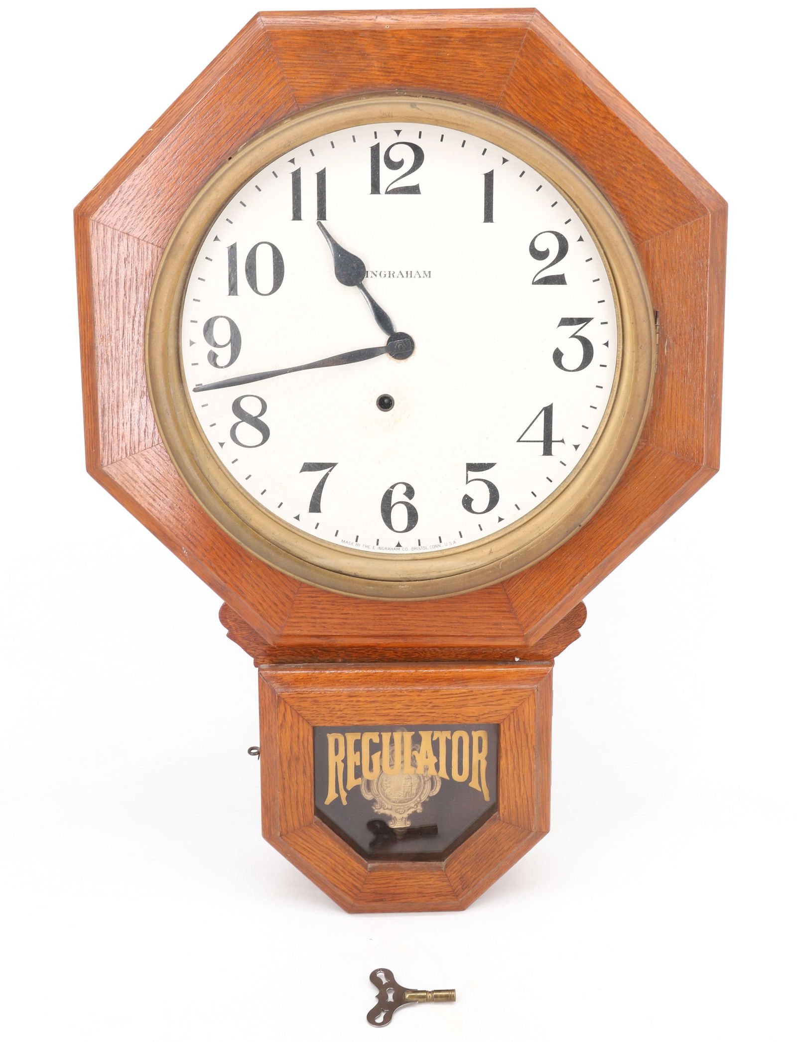 ANTIQUE "INGRAHAM" REGULATOR WALL CLOCK (1 of 5)