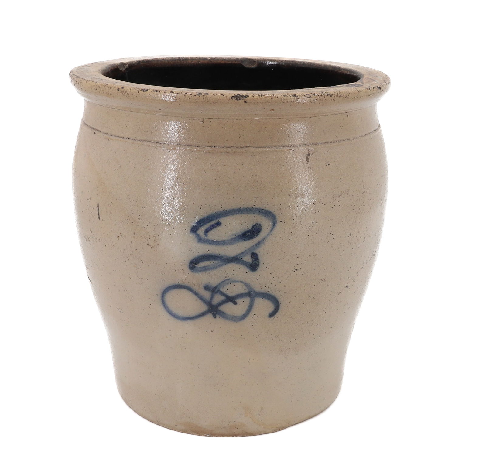 TWO-GALLON BLUE DECORATED CROCK (1 of 8)