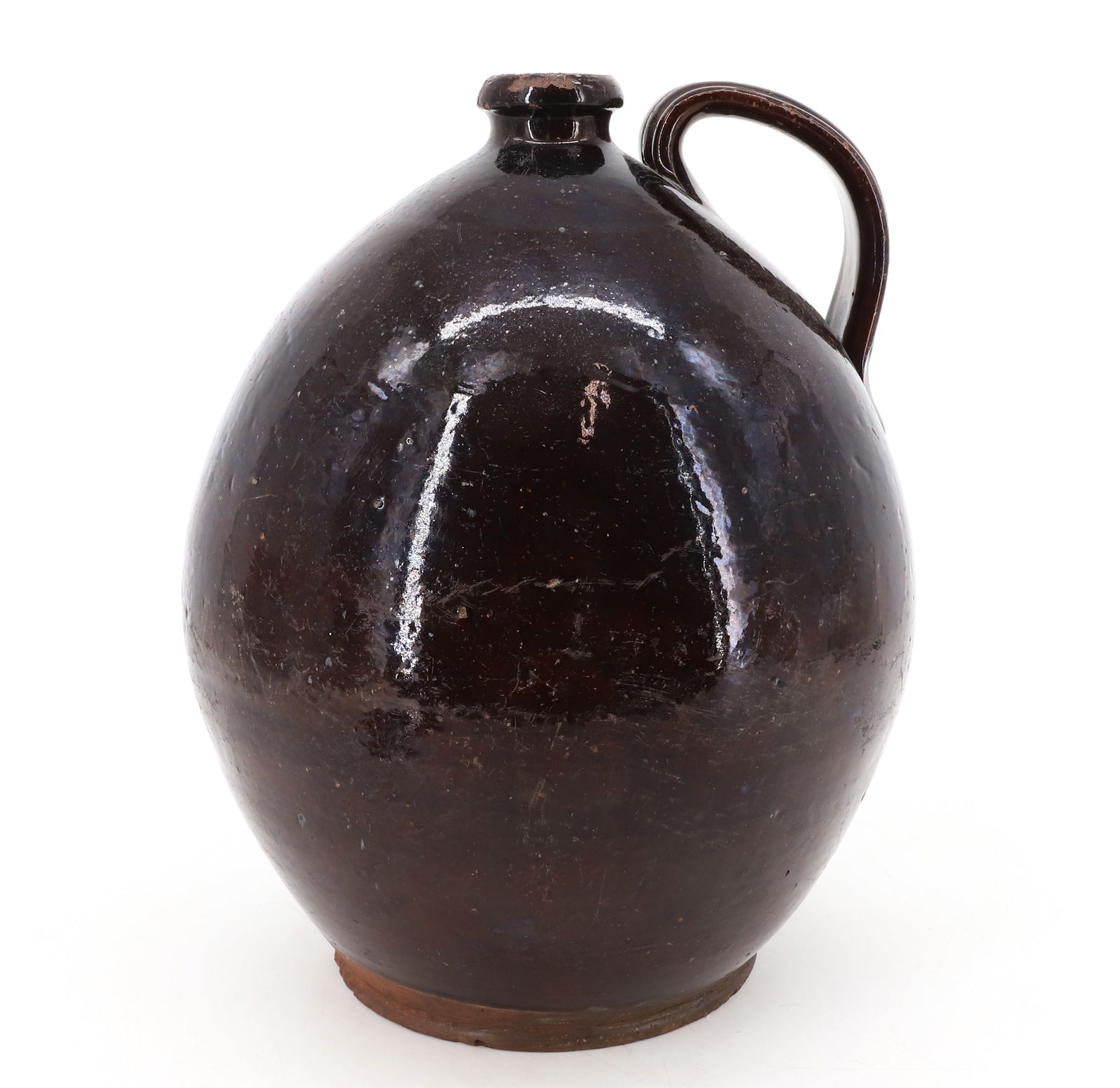 LARGE OVOID REDWARE POTTERY JUG (1 of 6)