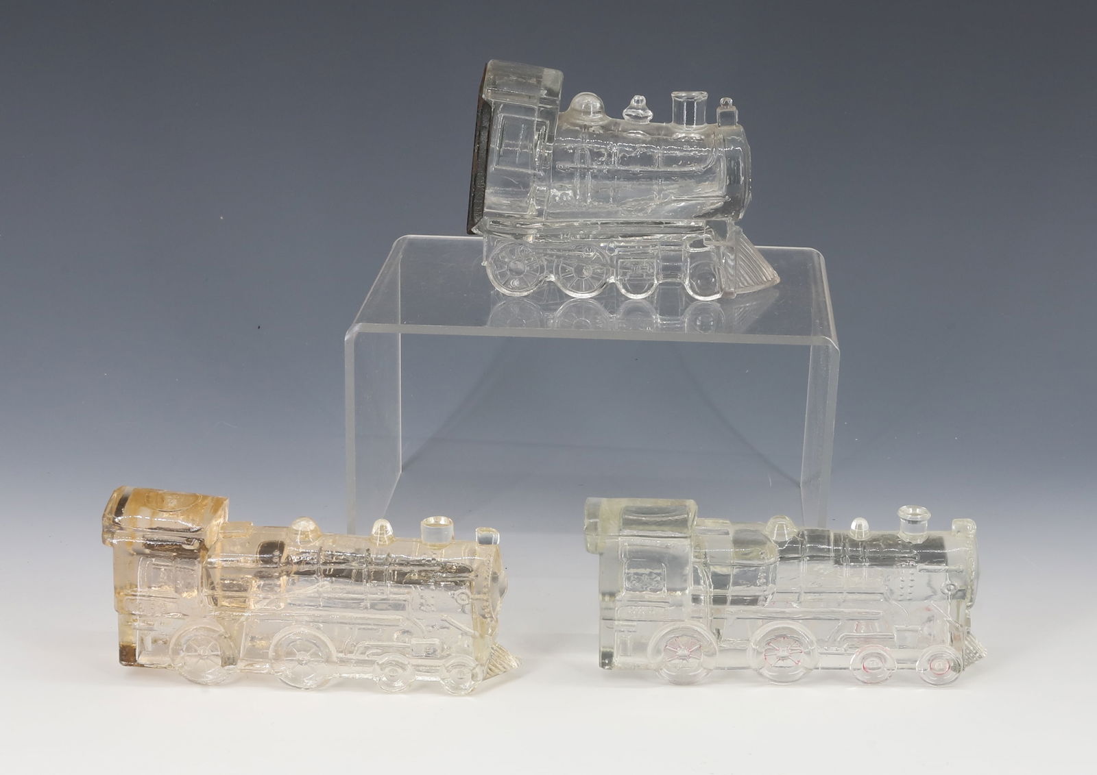 (3) GLASS TRAIN CANDY CONTAINERS - 2