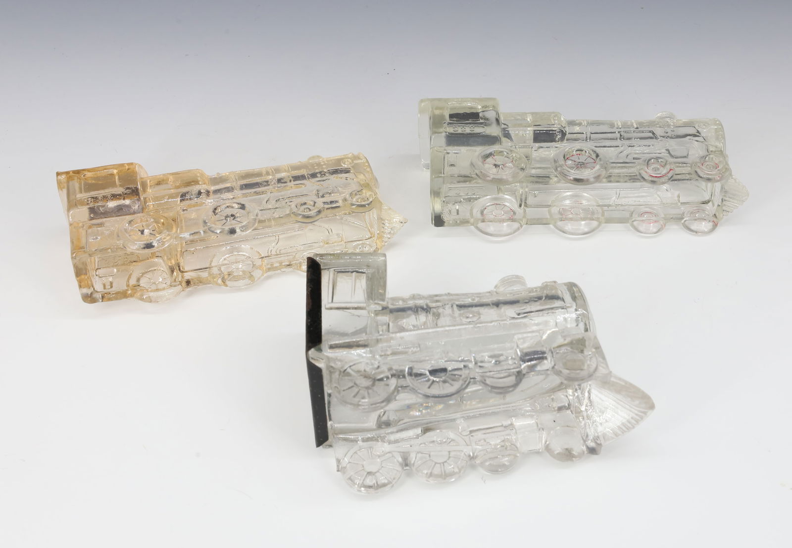(3) GLASS TRAIN CANDY CONTAINERS - 3