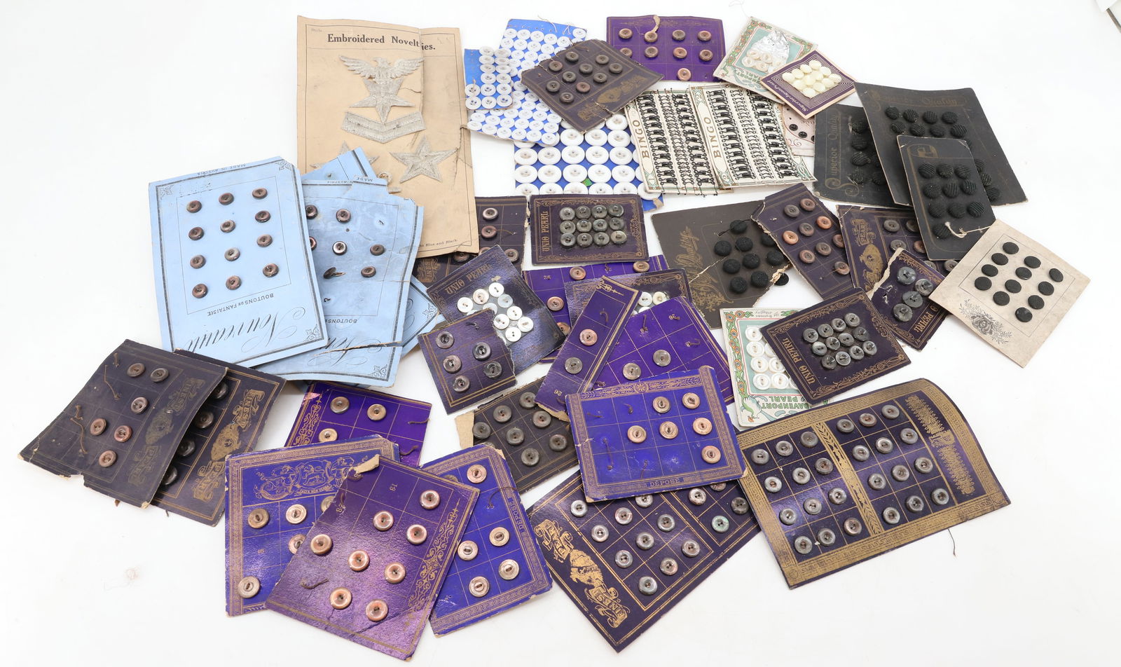 LOT OF VINTAGE BUTTONS ON CARDSTOCK (1 of 6)