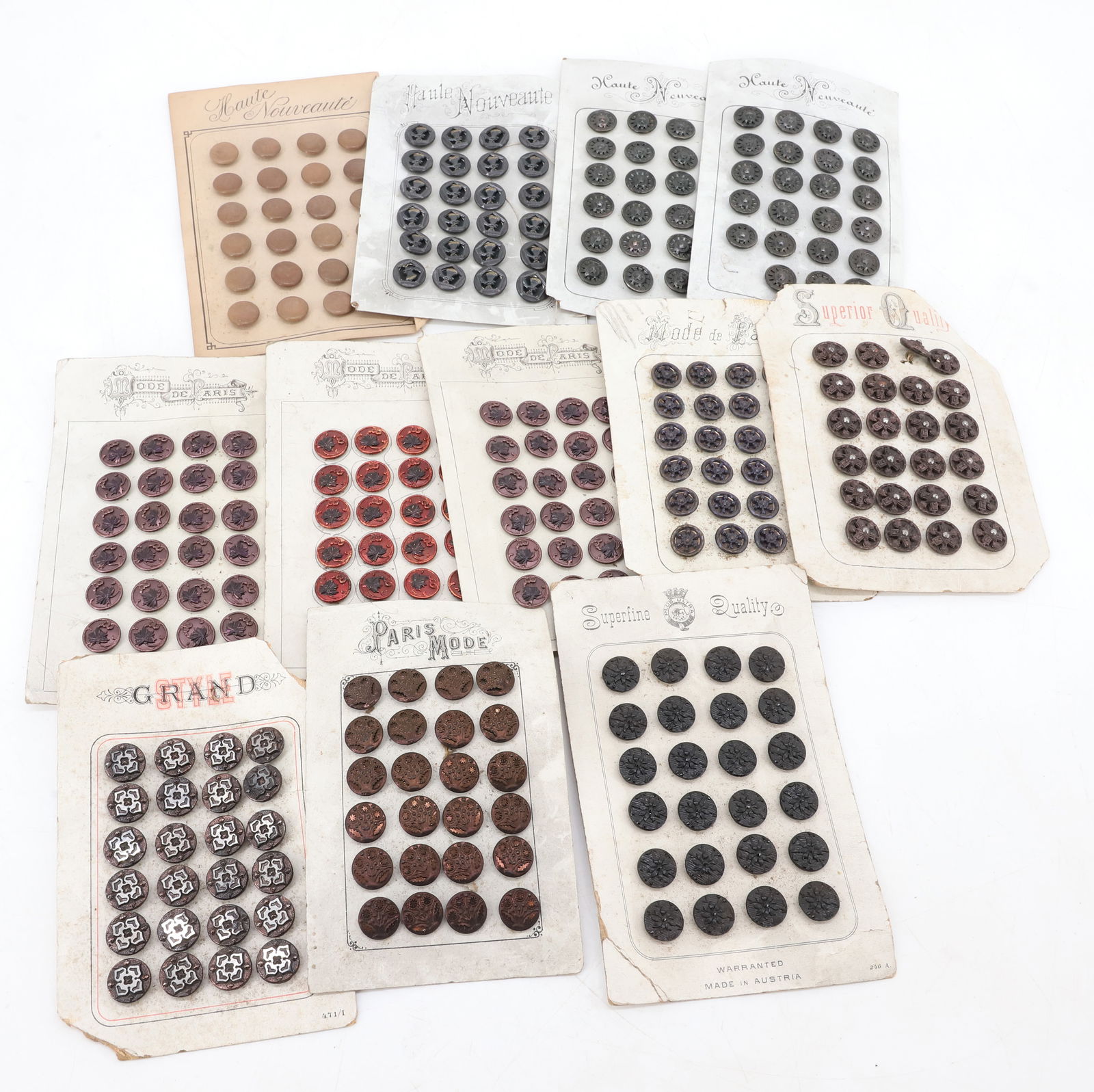 LOT OF VINTAGE BUTTONS ON CARDSTOCK (1 of 4)