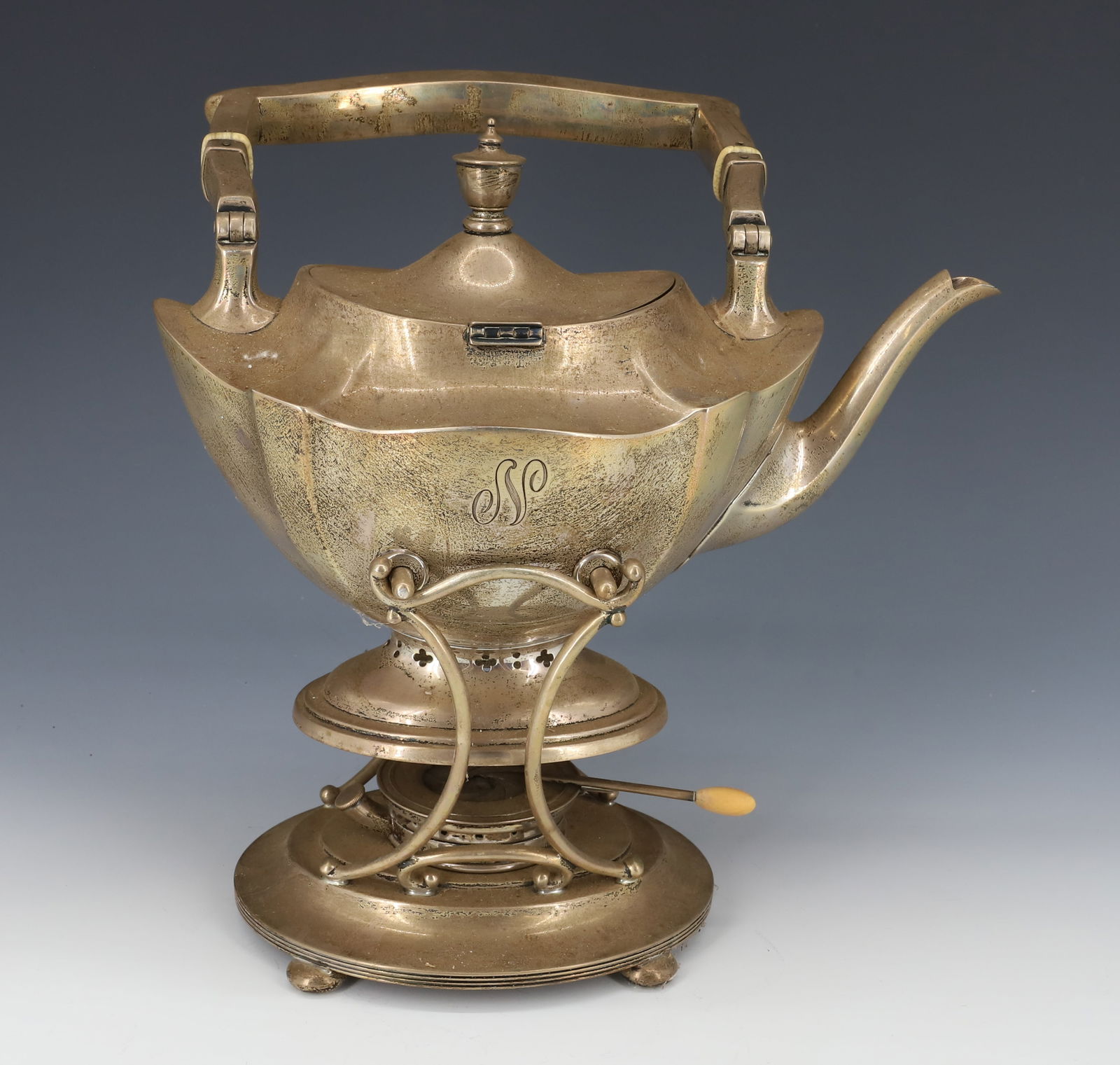 STERLING SILVER GORHAM HOT WATER POT AND STAND (1 of 6)