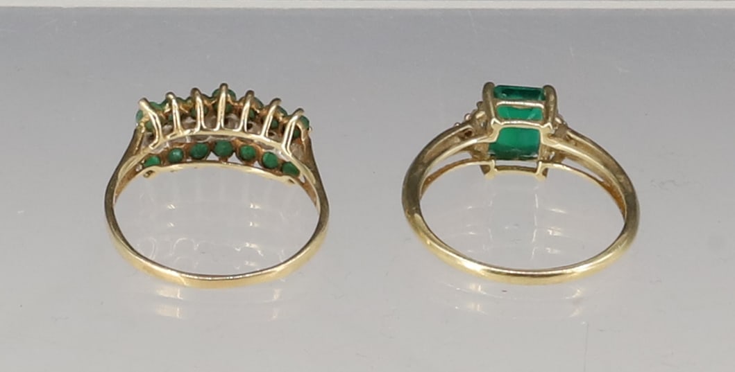 (2) 10K EMERALD RING - 3