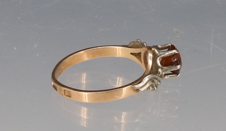 14K YELLOW GARNET RING - 2