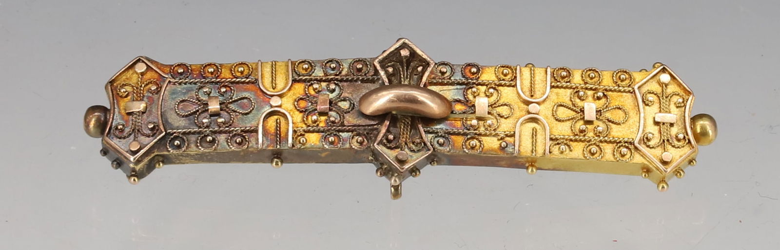 10K VICTORIAN ETRUSCAN BAR PIN (1 of 3)