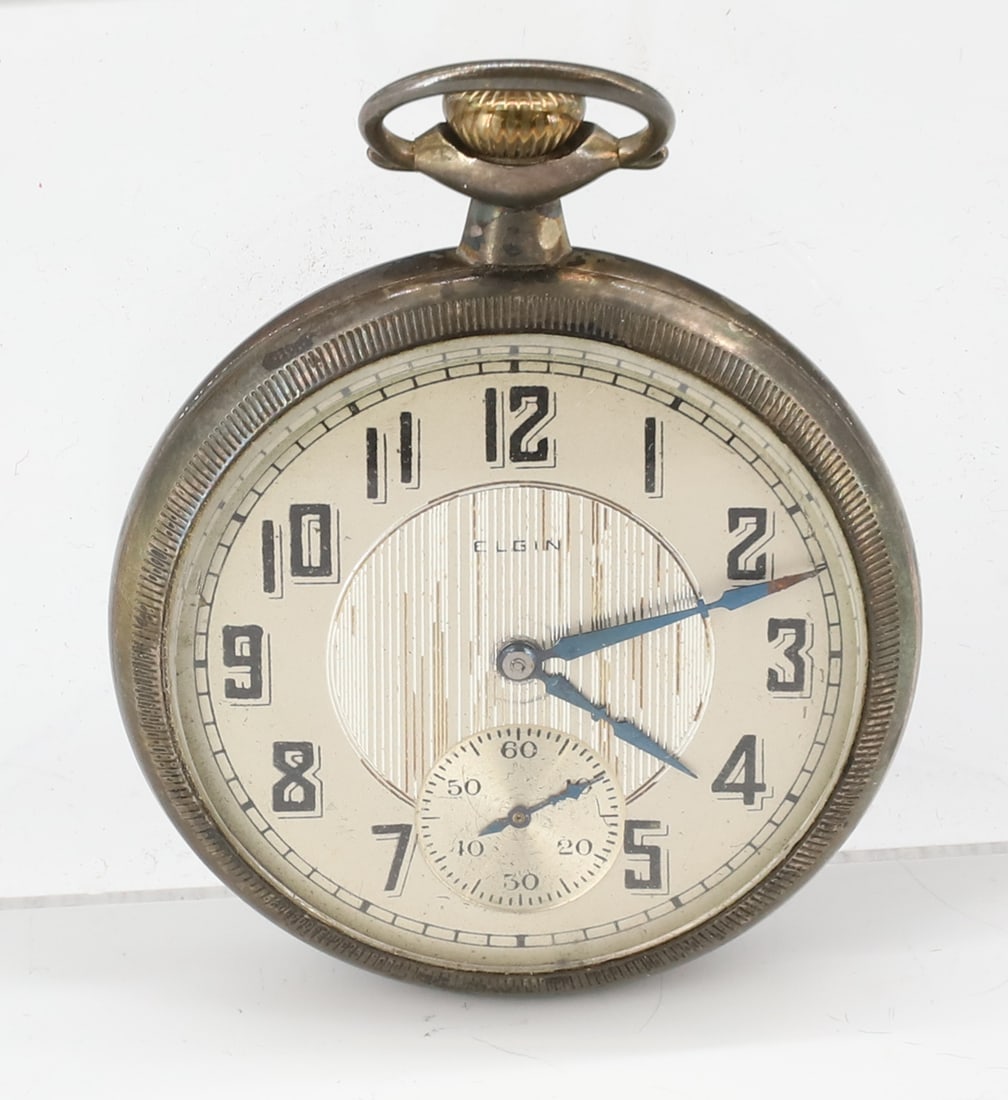 ELGIN STERLING SILVER POCKET WATCH (1 of 3)