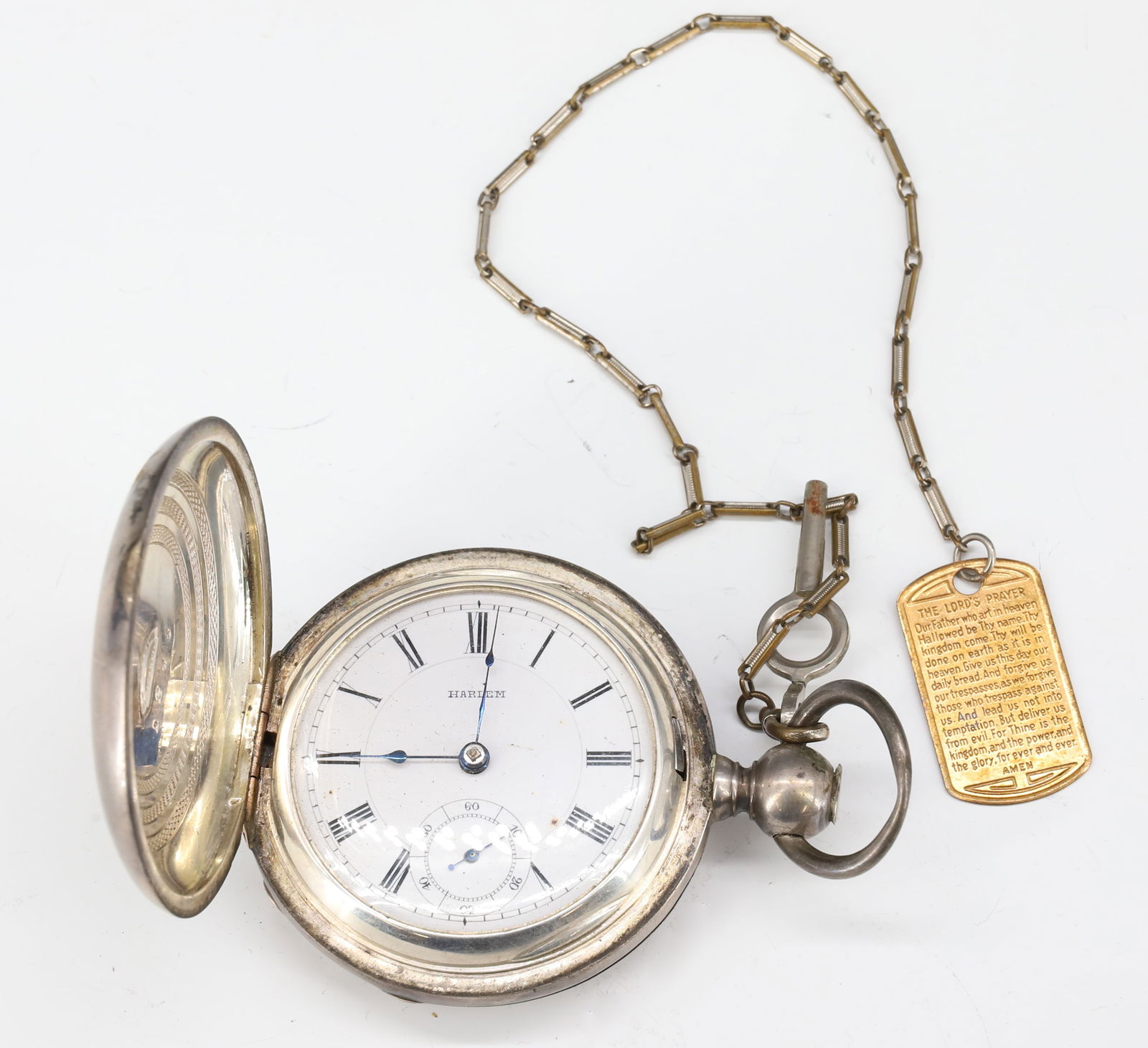 HARLEM COIN SILVER KEY WIND POCKET WATCH (1 of 4)