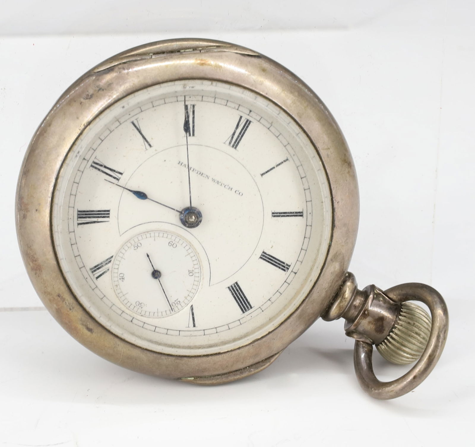HAMPDEN COIN SILVER POCKET WATCH (1 of 2)