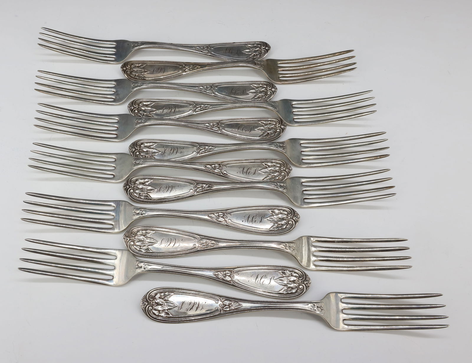 (12) AMERICAN COIN SILVER FORKS (1 of 3)